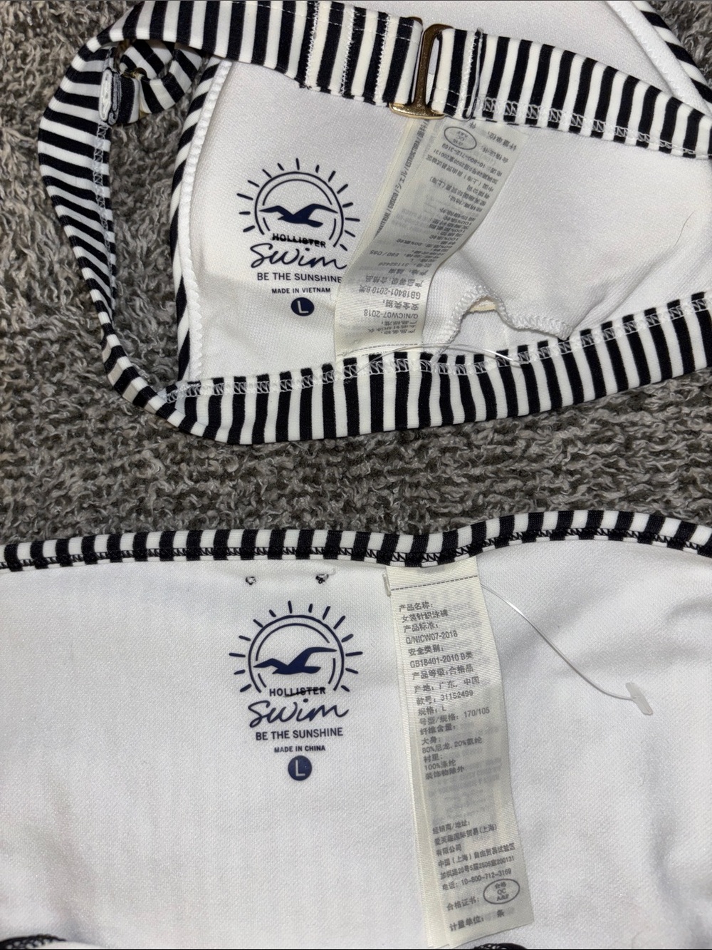 Hollister Black and White Vertical Stripe Bikini Set - Picture 2 of 3